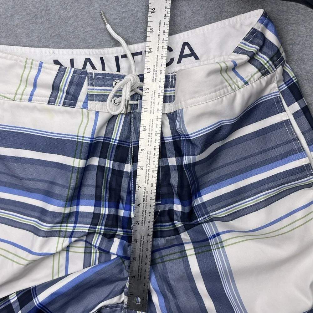 Nautica swim trunks‎ blue white lined size 34